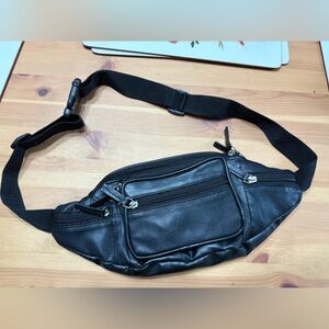 Black Faux Leather Waist Bag